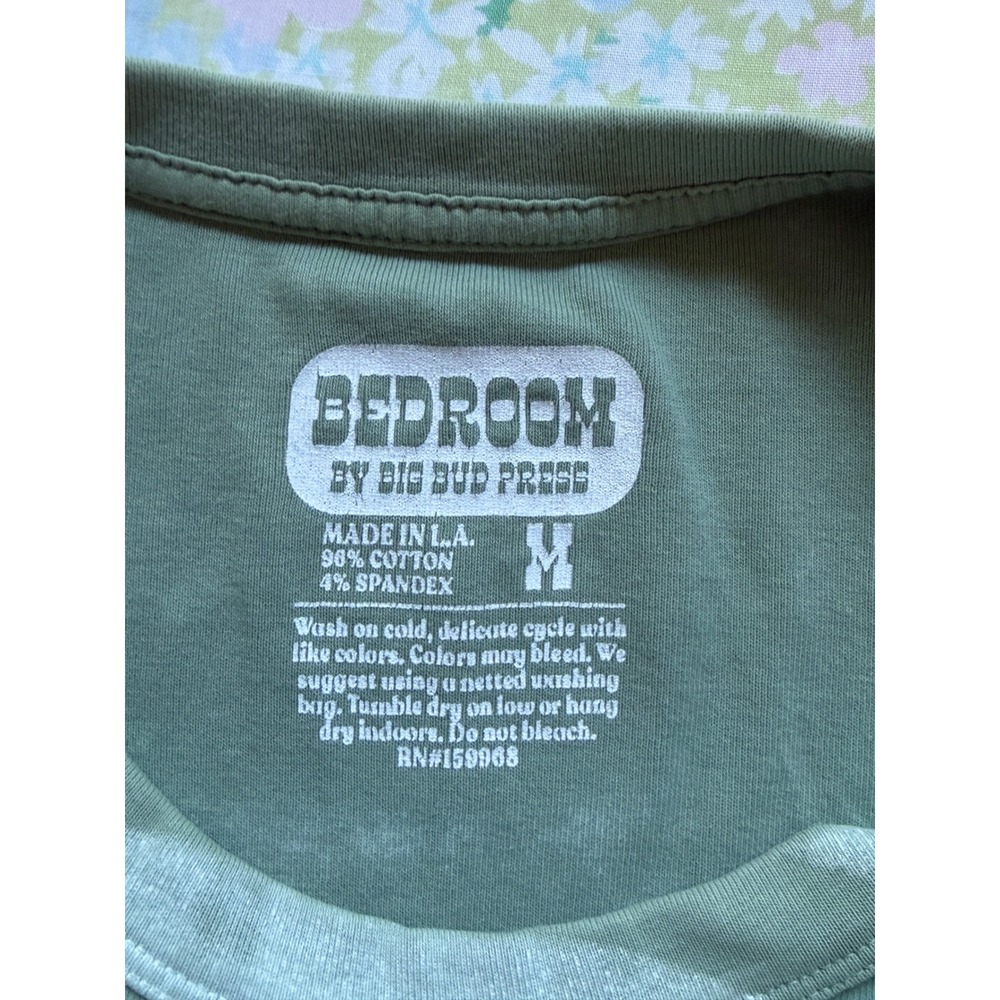 Big Bud Press | Bedroom T-Shirt Size M Green Silver Metallic Striped Crewneck - Picture 4 of 6